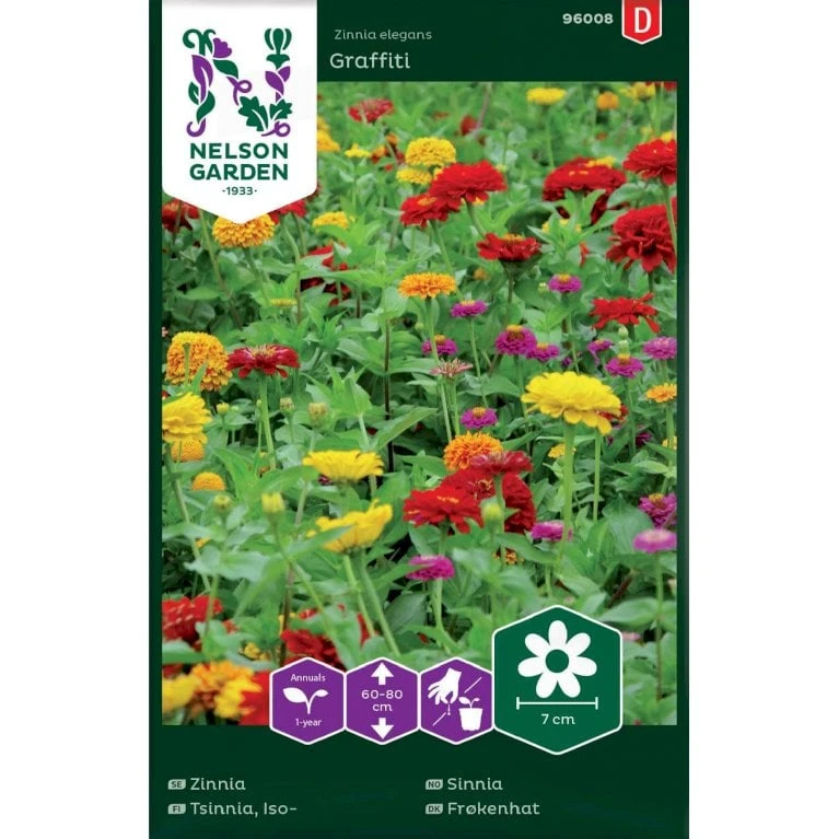 Frøkenhat 'Graffiti' Zinnia Elegans 'Graffiti' 3 Frøkenhat 'Graffiti' Zinnia Elegans 'Graffiti'