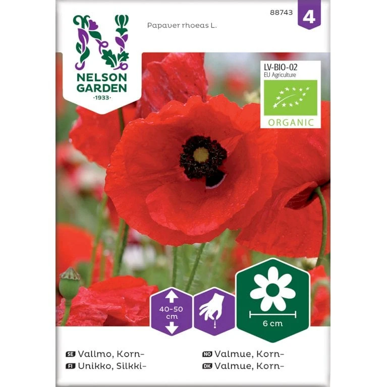 Kornvalmue Øko Papaver Rhoeas L. Frøpose, Antal Pr. Pakke, Ca. 25 Stk. 3 Kornvalmue Øko Papaver Rhoeas L. Frøpose, Antal Pr. Pakke, Ca. 25 Stk.